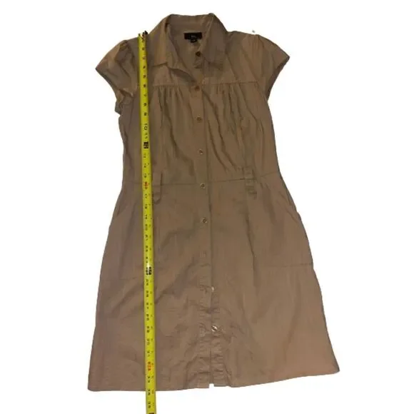 IZ Byer California Short Sleeve Button Down Khaki Dress Size M - Picture 6 of 6